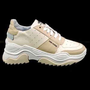 ONE-GUIDE 🇮🇹 WOMEN'S BEIGE LEATHER FASHION SNEAKERS